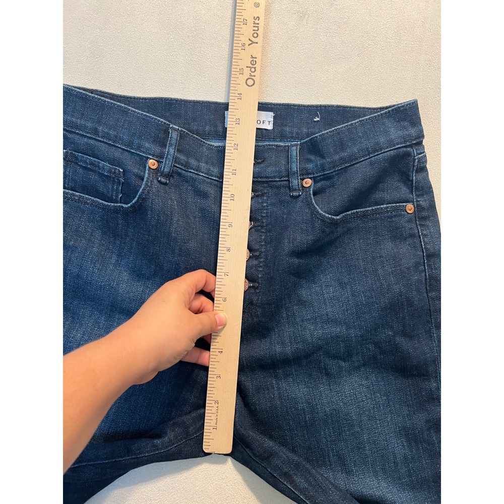 LOFT The Kick Crop Jeans Womens 29/8P Blue Dark Wash Button Fly High Rise Denim - Picture 4 of 11